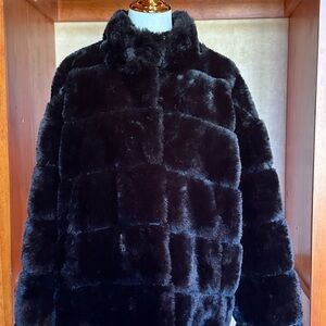 Aqua Black Faux Fur Teddy Jacket